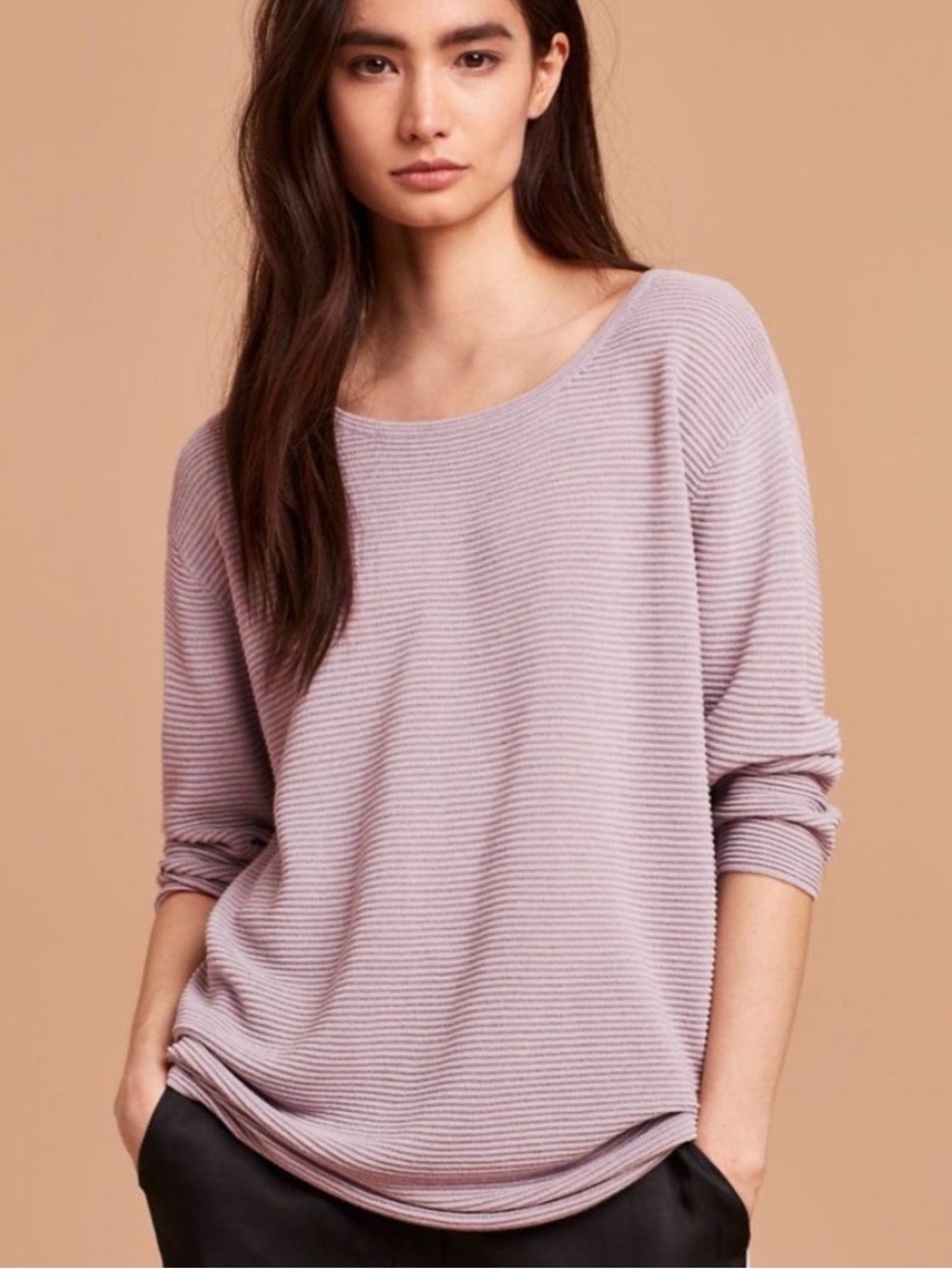 Aritzia Wilfred Blanchard Sweater XXS Lavender Linen Boat Neck Knit Minimalist